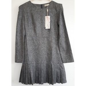 Weiyuxin heathred gray pleaded a-line dress